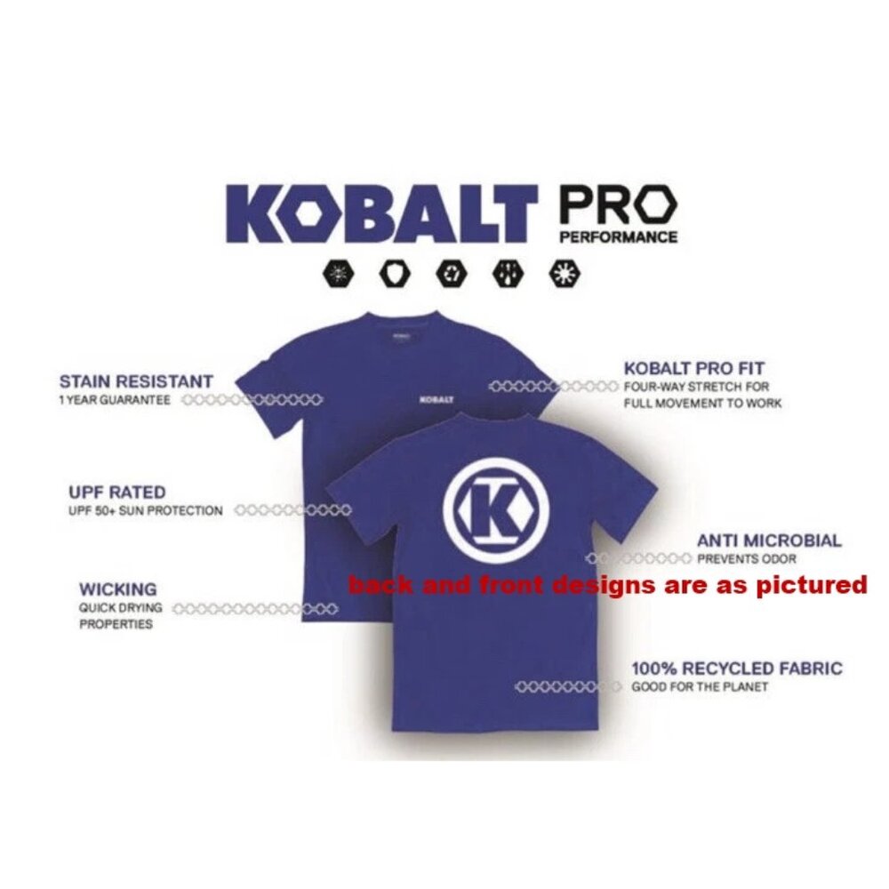 Kobalt Men's Short Sleeve Solid Tee-Shirts (XX-LARGE) 100% Polyester, LOT OF TWO